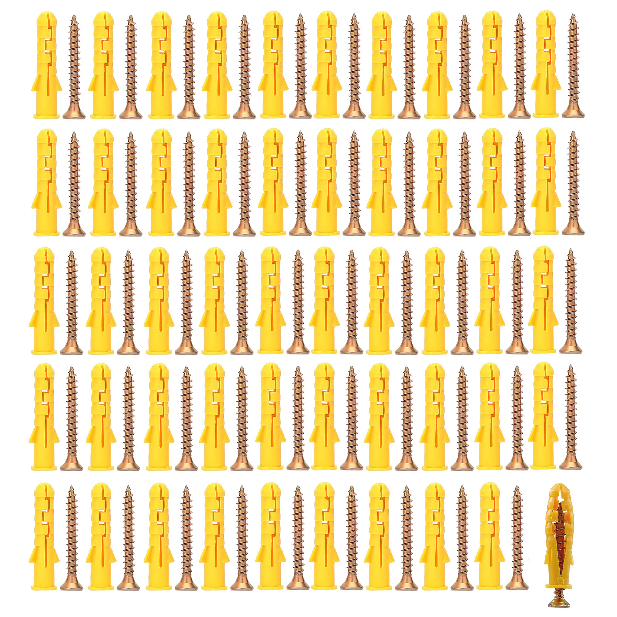 100 Pcs(50 Sets) Wall Fixing Kits, Masonry Wall Screw Bolts Fasteners for Heavy Duty, Plastic Expansion Pipe Anchor Bolts (M8 x 40mm)