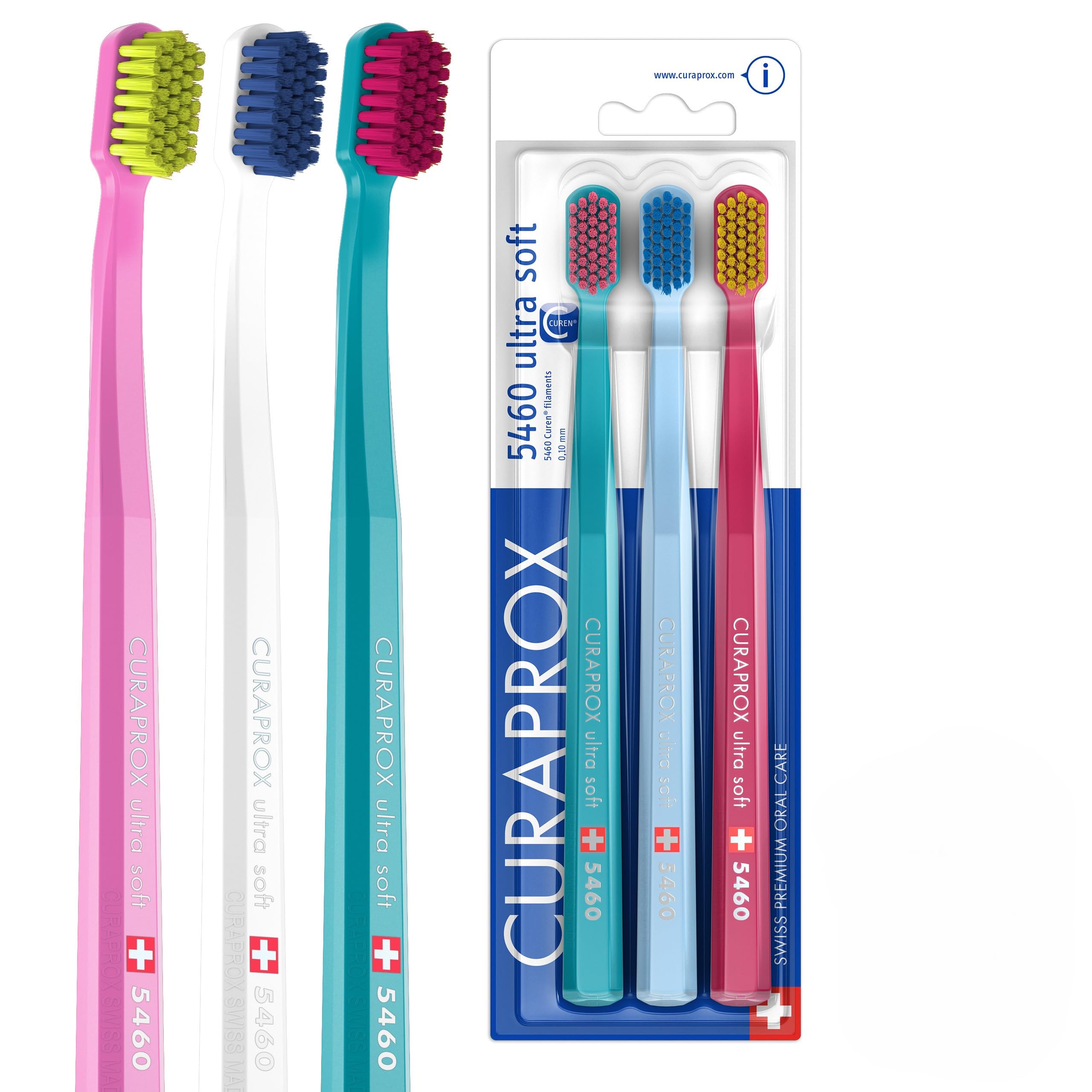 Photo 1 of Curaprox CS 5460 Ultra-Soft Toothbrush – for Sensitive Teeth & Gums | Gentle Plaque Removal | 3-Pack |Random Colour