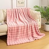 YUSOKI Luxury 3D Bubble Light Weighted Throw Blanket 1.8lb,All Ages,Home Decoration, (Light Pink,50 * 60inches)