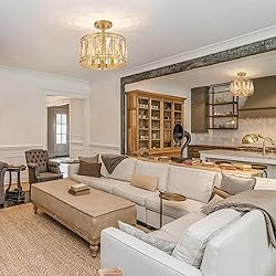 Crystal Ceiling Light Fixture, Modern Semi Flush