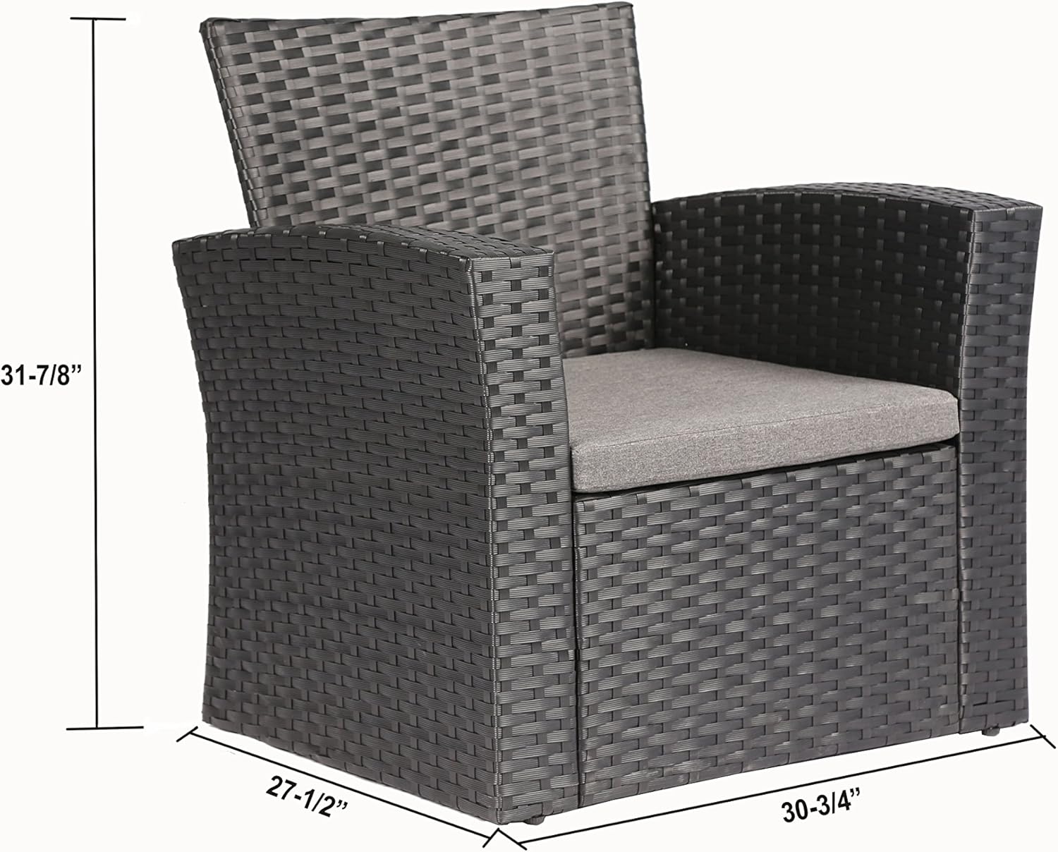 Baner Garden 4 Pieces Outdoor Furniture Complete Patio Cushion Wicker P.E Rattan Garden Set, Full, Black: Furniture & Decor
