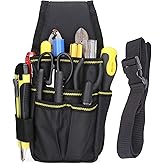 CamGo Tool Pouch Canvas Small Pocket Tool Bag with Adjustable Nylon Belt for DIY Electricians Carpenters Joiner Builders (Bla
