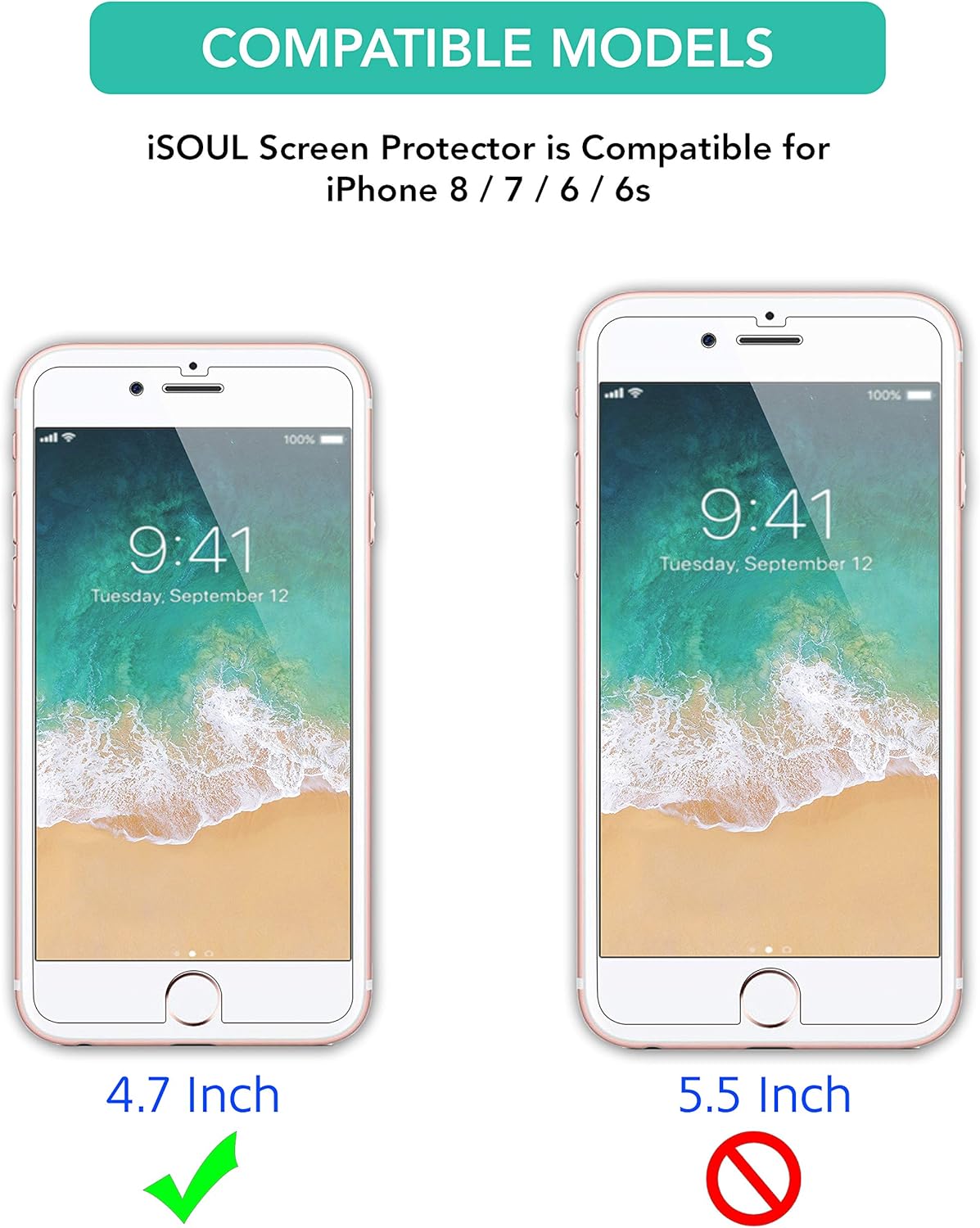 iSOUL Screen Protector for iPhone 8 and iPhone 7, iPhone 6s, iPhone 6, 4.7-Inch, Case Friendly, Tempered Glass Film, 4-Pack - Image 3