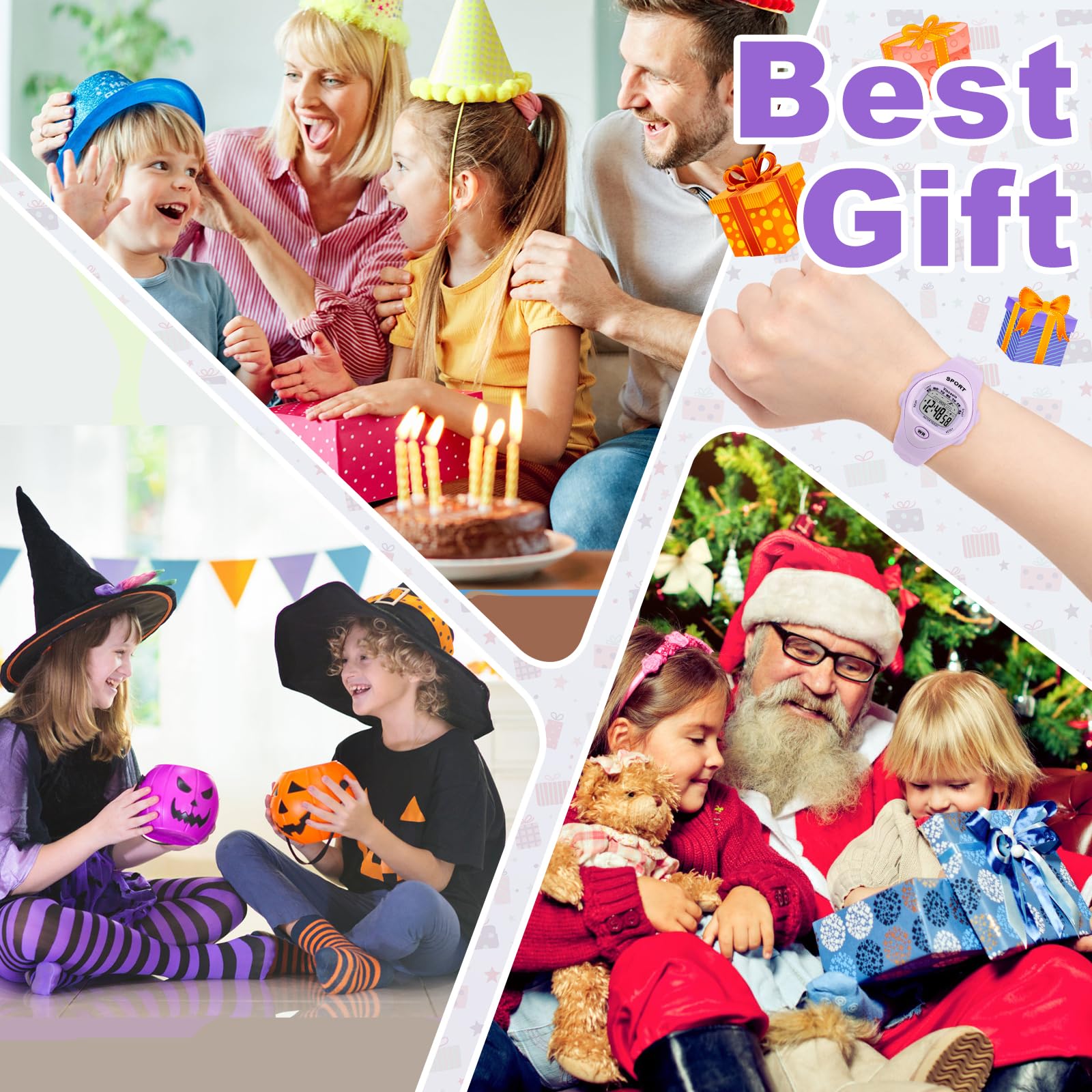 Viecaeio Kids Digital Watch, Multifunctional Shockproof Waterproof Boys Sport Outdoor, Birthday and Christmas Gift for 3-8 Years (Black)