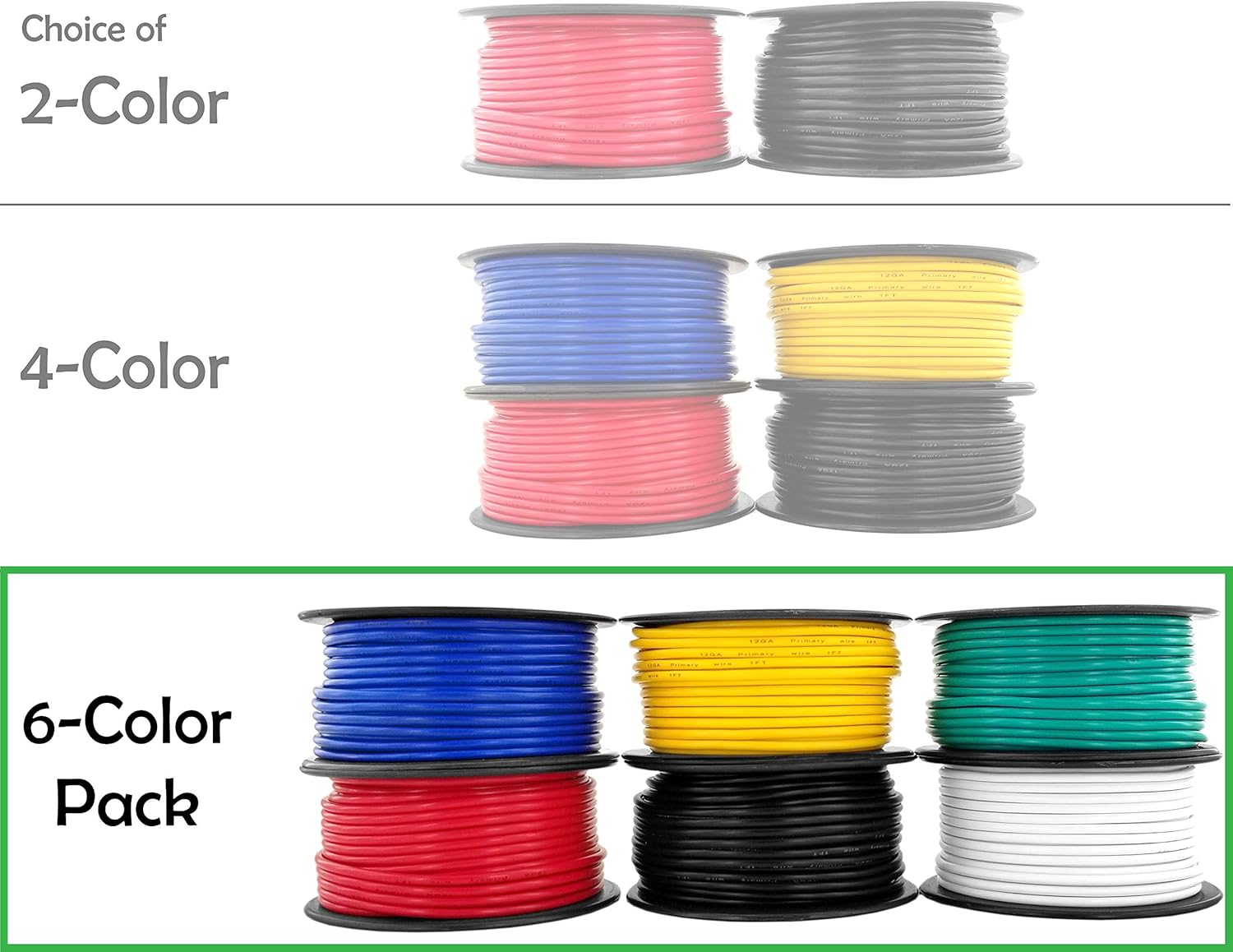 12 Gauge Copper Clad Aluminum Low Voltage Primary Wire 6 Color Combo 100 ft per Roll (600 feet Total) for 12V Automotive Trailer Light Car Audio Stereo Harness Wiring (Also in 2 or 4 Color Combo): Automotive