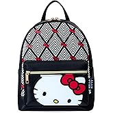 Hello Kitty Sanrio Backpack for Teens Women Kawaii Faux Leather Daypack, Rucksack, Backpacks for Travel, Gifts for Women (Black Hello Kitty)