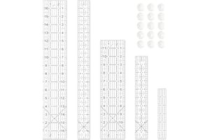 VPVPV Sewing Ruler,5 Piece Quilting Rulers,3 x17 Inch,1.5 x17 Inch,3 x12 Inch,1.5 x10 Inch,1 x6 Inch,Acrylic Ruler,Cutting Ruler with Non-Slip Rings (Black and White)