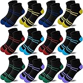 Bemeol Boys Socks 12 Pairs Kids Low Cut Comfort Cushion Casual Socks Sports Ankle Athletic Sock