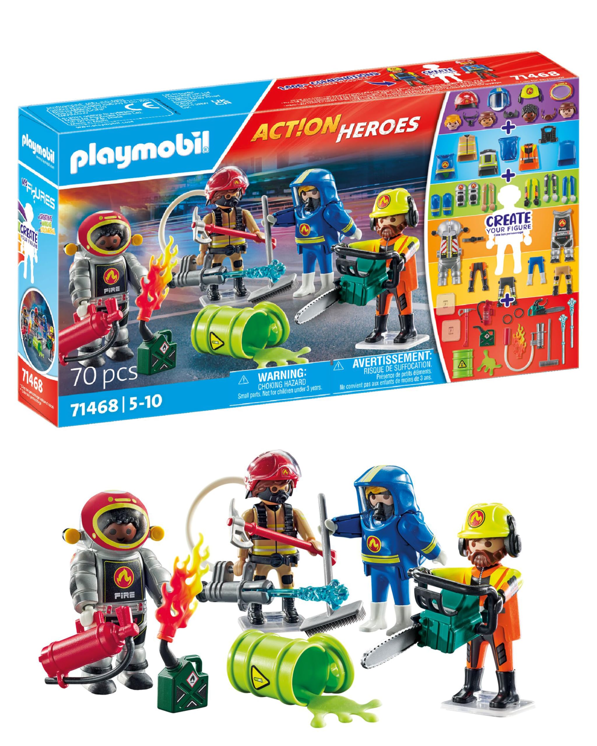 Playmobil 71468 My Figures: Fire Rescue, with personalised figures and detachable accessories, fun imaginative role-play, varied play sets suitable for children ages 5+ — image 1
