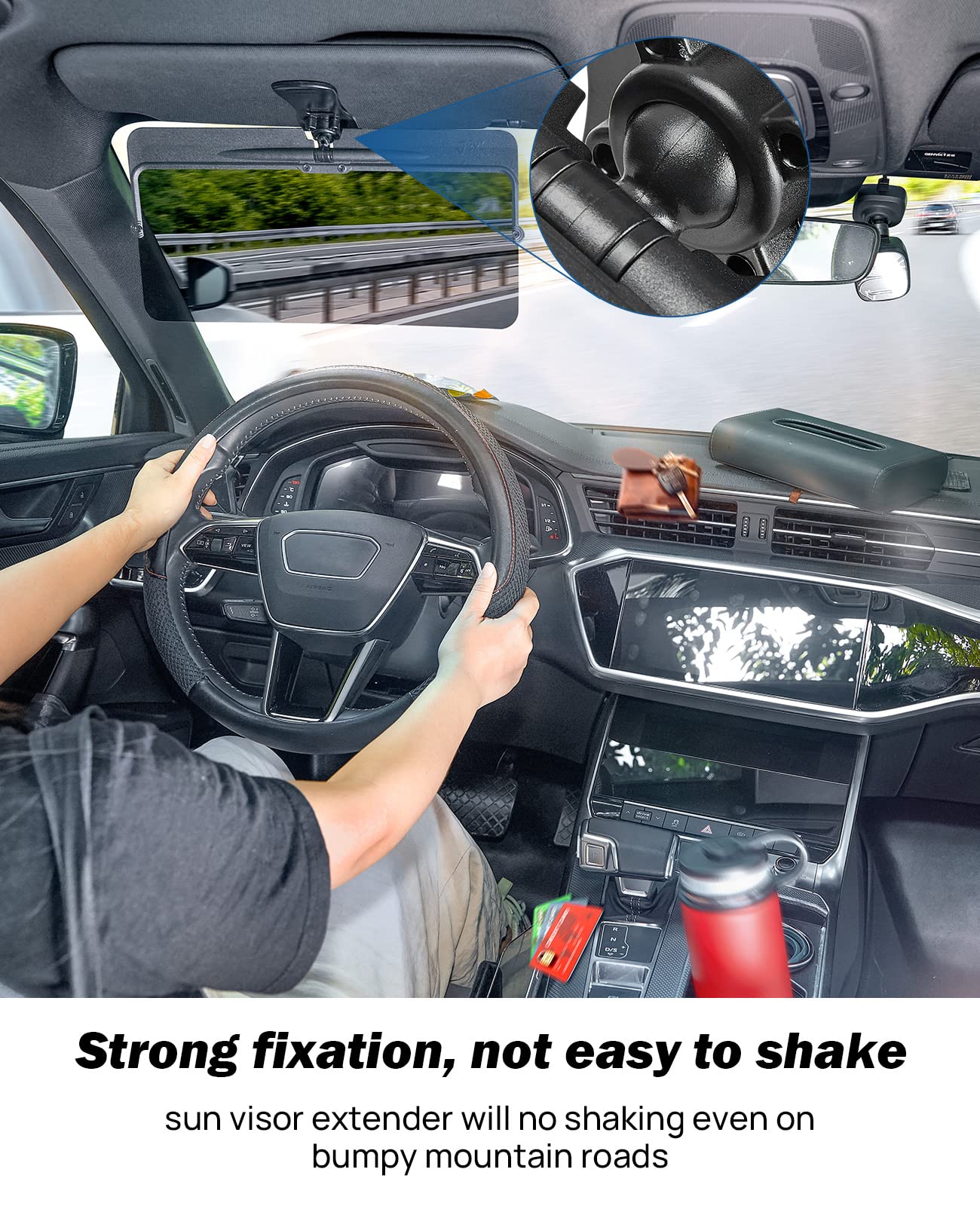 JOYTUTUS Sun Visor for Car, Universal Anti-Glare Polarized Sun Visor Extender Easy to Install, UV400 Visor Extension Protect from Glare/UV Ray/Stray Light, Safe Driving for Car