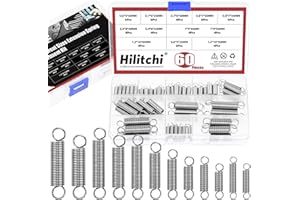 Hilitchi 60Pcs 12 Sizes Extension Spring Assortment Kit Extension Spring Stainless Steel Springs Assorted Size Small Springs Compression Tension Springs for Repairs Maintenance