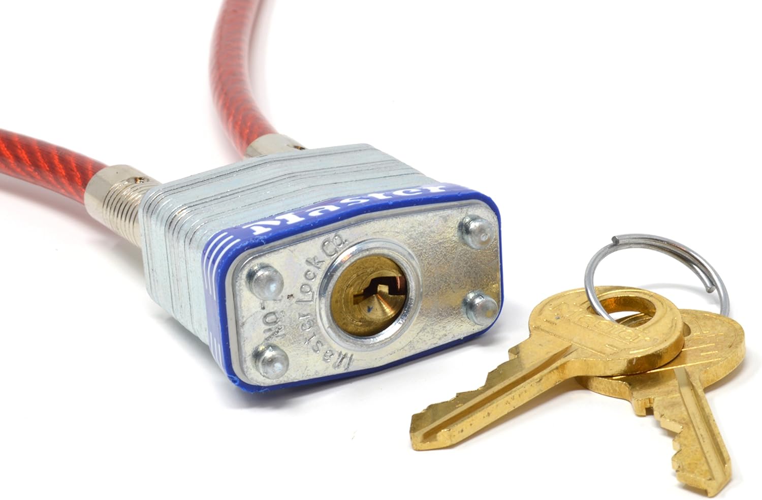 Master Lock 719D 3' Long x 3/16' Diameter Cable with Integrated Laminated Steel Padlock - Bike Chain Lock - 