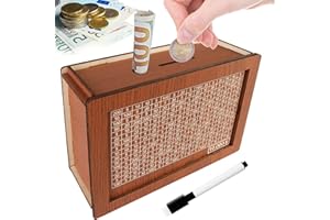 ONRSV Cash Vault Wooden Savings Box, Adults Money Box with Counter for Savings Goal $10000, Piggy Bank for Adults Kids, Wooden Cash Box with Money Target and Numbers, Best Gift for Friends