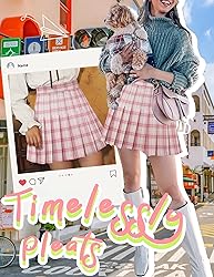 Women’s Pleated Skirt Plaid Skirt High Waist