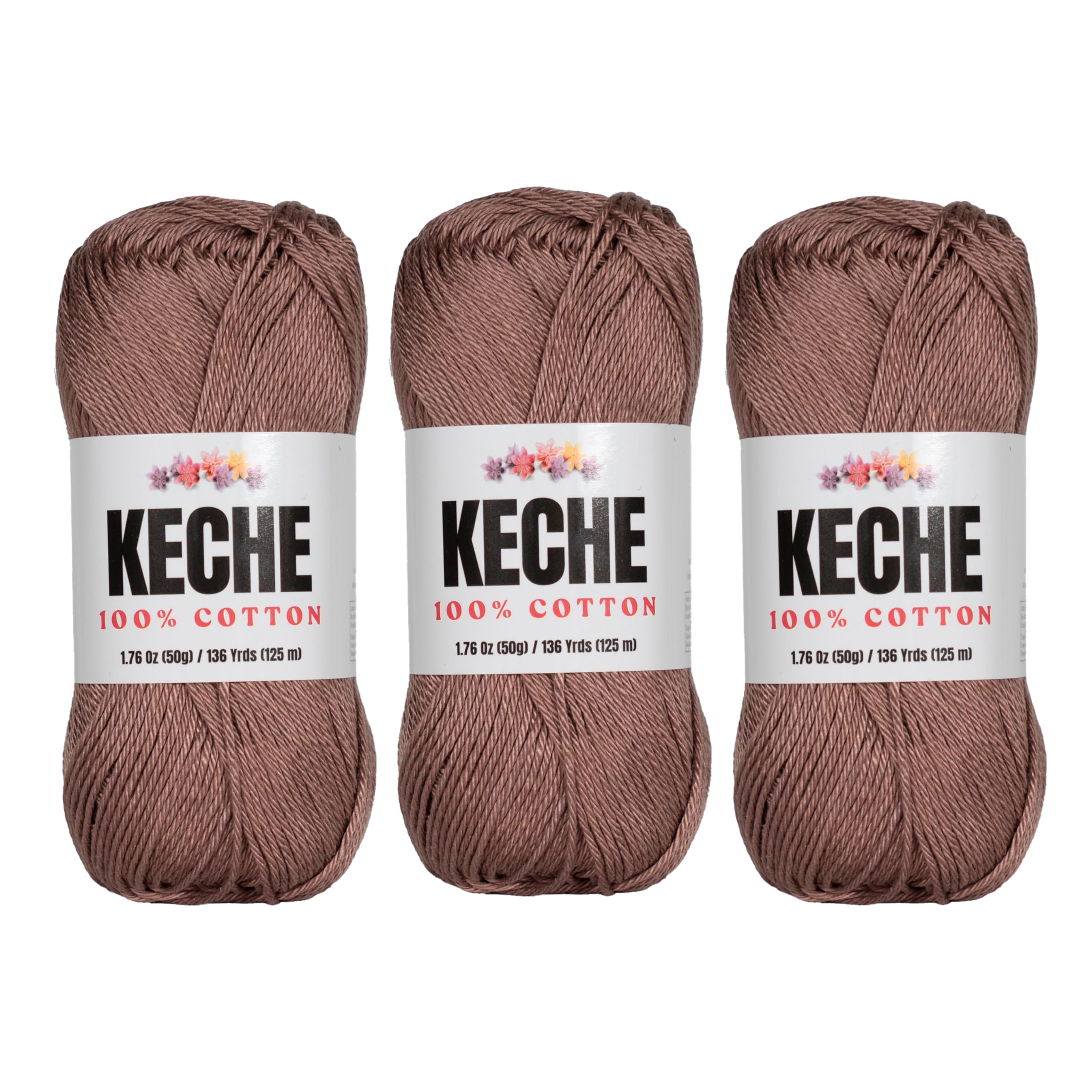 Photo 1 of Cotton Yarn - 100% Cotton Yarn for Crocheting and Knitting, Mercerized Cotton Amigurumi Yarn Fine-Sport 2 1.76 oz (50g) / 136 Yrds (125 m) 3 Skeins - Camel