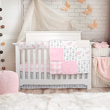 pink buffalo check crib bedding