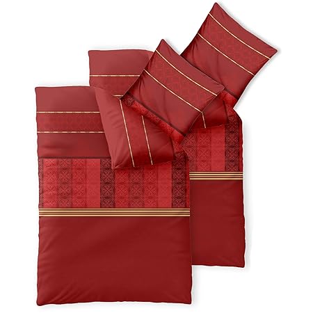 CelinaTex Fashion Bettwäsche 4tlg 155 x 220 cm Baumwolle Bettbezug Set 80 x 80 cm Kissenbezug 0003736 Susan Bordeaux rot