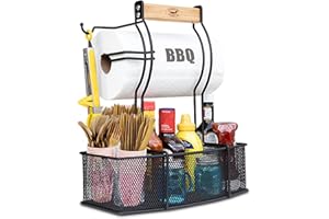 Superior Trading Co. Stainless Steel Caddy Organizer — Kitchen Organization, Condiment & BBQ Utensil, Picnic, Grill Camping Accessories Paper Towel Cleaning Caddy, Bathroom