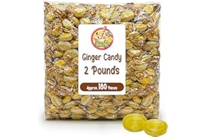 FUSION SWEETS AND SNACKS Ginger Candy - 2 Pound Bag - Hard Ginger Candy For Nausea Relief And Digestion Aid - Individually Wrapped Ginger Hard Candy (Approx 180 Pieces)