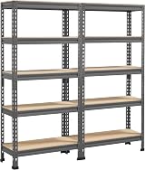 Yaheetech 2 Pack 5 Tier Heavy Duty Shelving 750kg Capacity 140x30x150cm