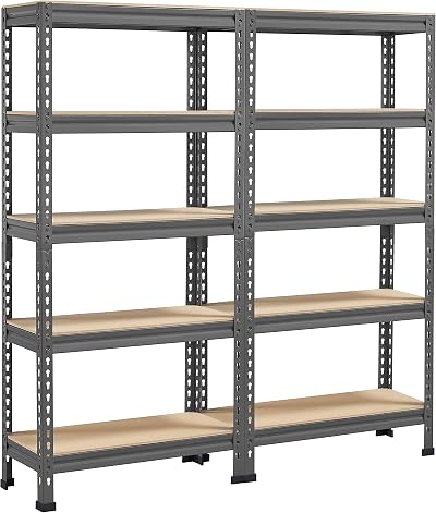 Yaheetech 2 Pack 5 Tier Heavy Duty Shelving 750kg Capacity 140x30x150cm