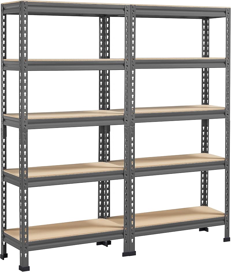 Yaheetech 2 Pack 5 Tier Heavy Duty Shelving 750kg Capacity 140x30x150cm