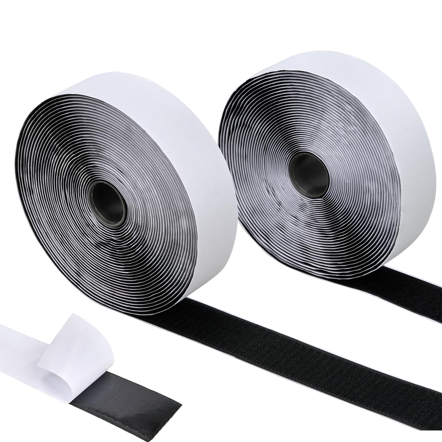 Photo 1 of 30 Feet x 1.5 Inch Hook and Loop Tape - Nylon Heavy Duty Sticky Interlocking Tape with Adhesive for School Home Outdoor(Black, 1 1/2 inch)