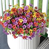 ZFProcess Artificial Flowers Faux Plants Outdoor Fake Flowers Spring Decor,12 Bundles Outdoor Flower Plastic Plant Colorful Daisy UV Resistant for Porch Patio Yard Garden Pot Planters