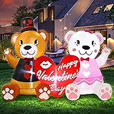 LETIME 5.6 FT Long Inflatable Valentines Day Decorations LED Lighted Blow up Bear Couples with Love Heart Romantic Valentines Inflatables Outdoor Yard Décor for Party Anniversary Wedding Propose