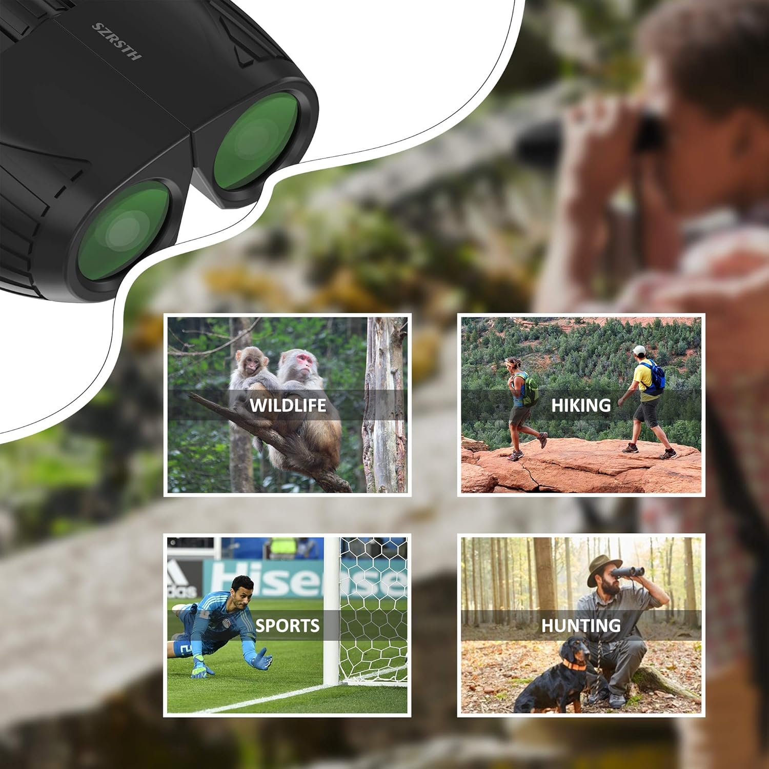 SZRSTH 12x25 Binoculars, Adults Kids Compact Bird Watching Binocular with 17mm Eyepiece BaK4 Prism FMC Lenses, Waterproof Binoculars for Hunting, Birding, Hiking, Sports (Black) : Camera & Photo