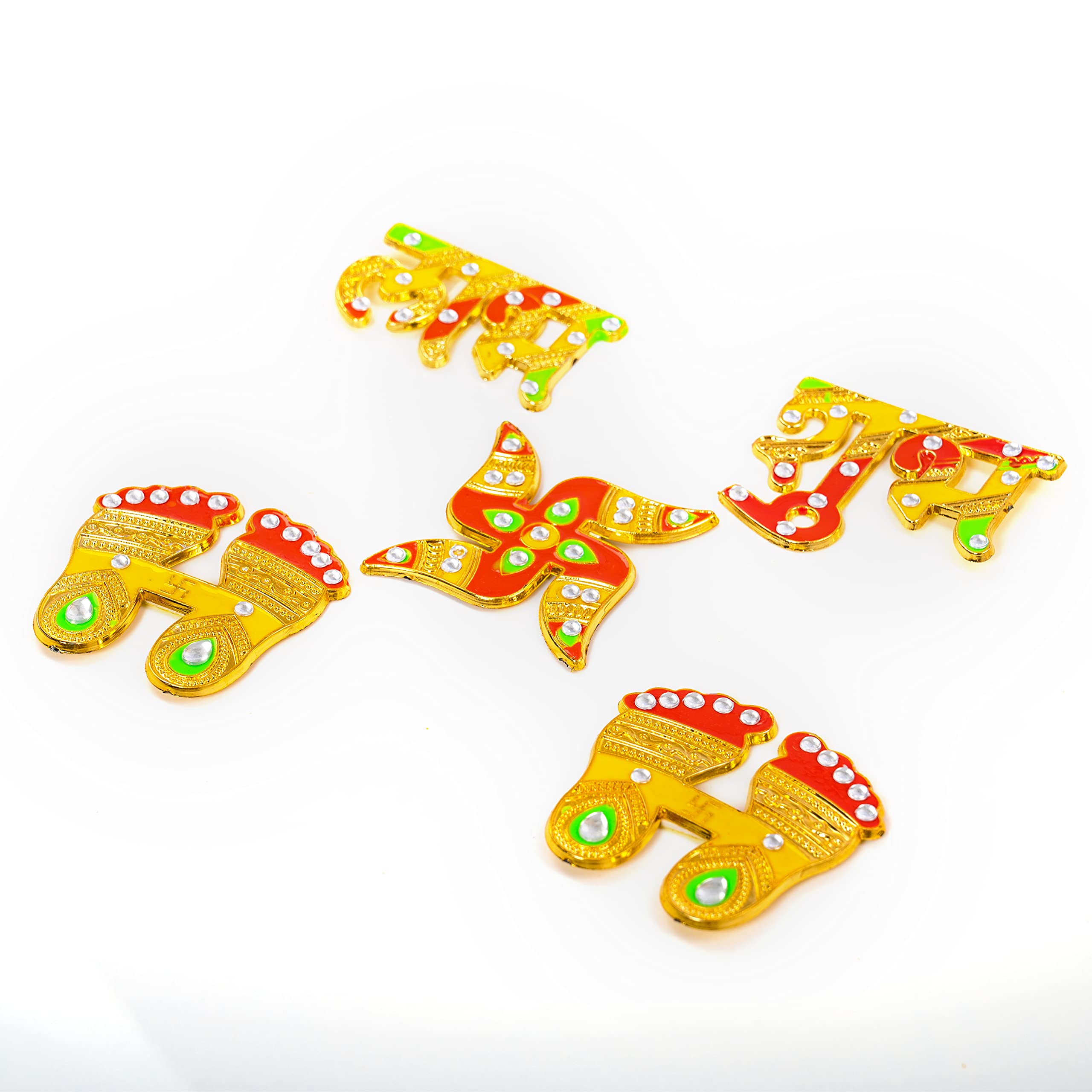 Tarini Gallery Shubh Labh Charan Diwali Lakshmi Charan Pagla Padhuka Footsteps Floor Wall Main Door Stickers for Festival Pooja Home Temple Office Décor Decoration and Gifting (Multicolor Design-1)