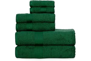 Ample Decor 100% Cotton Luxury 6 Piece Towels Set, 2 Bath Towels, 2 Hand Towels, 2 Wash Cloths for Bathroom - Green Towel Sets