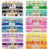 Draupnir Friendship Bracelets Heishi Surfer Clay Bead Bracelets Set Stackable Beaded Preppy Jewelry Bracelets Friendship Boho Y2K Bracelets for Women Teen Girls Party Favors
