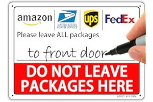 AOOCY Do Not Leave Packages Here, Package Delivery Sign - Metal Aluminum Rust Free - 7" x 9.8" Pre-Drilled Holes, Weather Resistant
