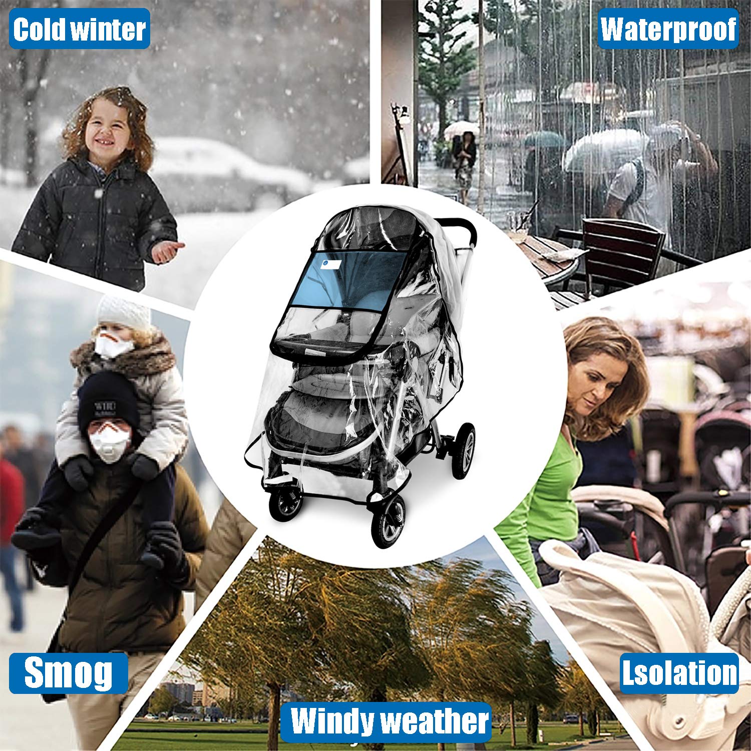 Stroller Rain Cover, Universal Stroller Accessory, Waterproof, Windproof Protection, Protect from Dust Snow, Baby Travel Weather Shield : Baby