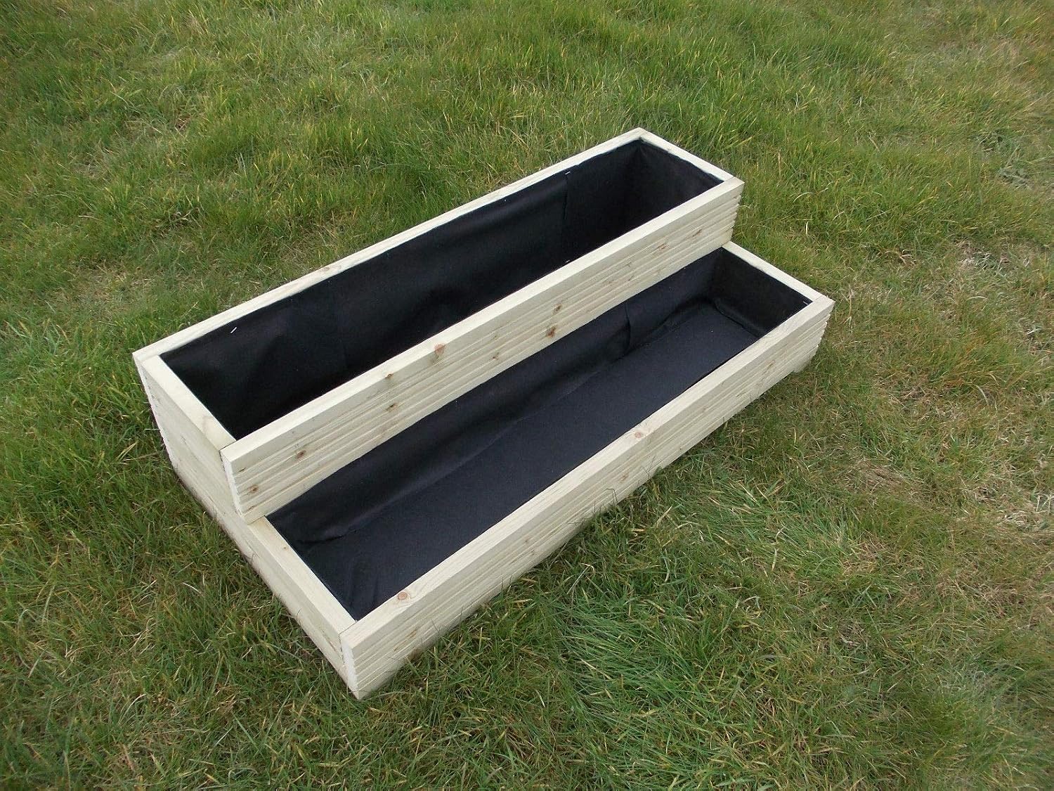 Garden Planter By Wooden World Large Wooden Planter Outdoor Planter Trough Planter Timber Pots Step Planter Amazon Co Uk Handmade