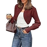 COCCKO Womens Cropped Cardigan Sweaters Open Front Long Sleeve Knit Bolero Shrug Sweater 2026 Trendy Clothes