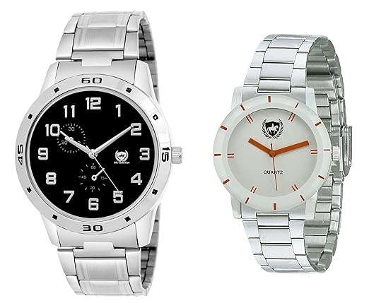 Analog Exclusive Black and White Dial Couple Watch Combo-omwk-103