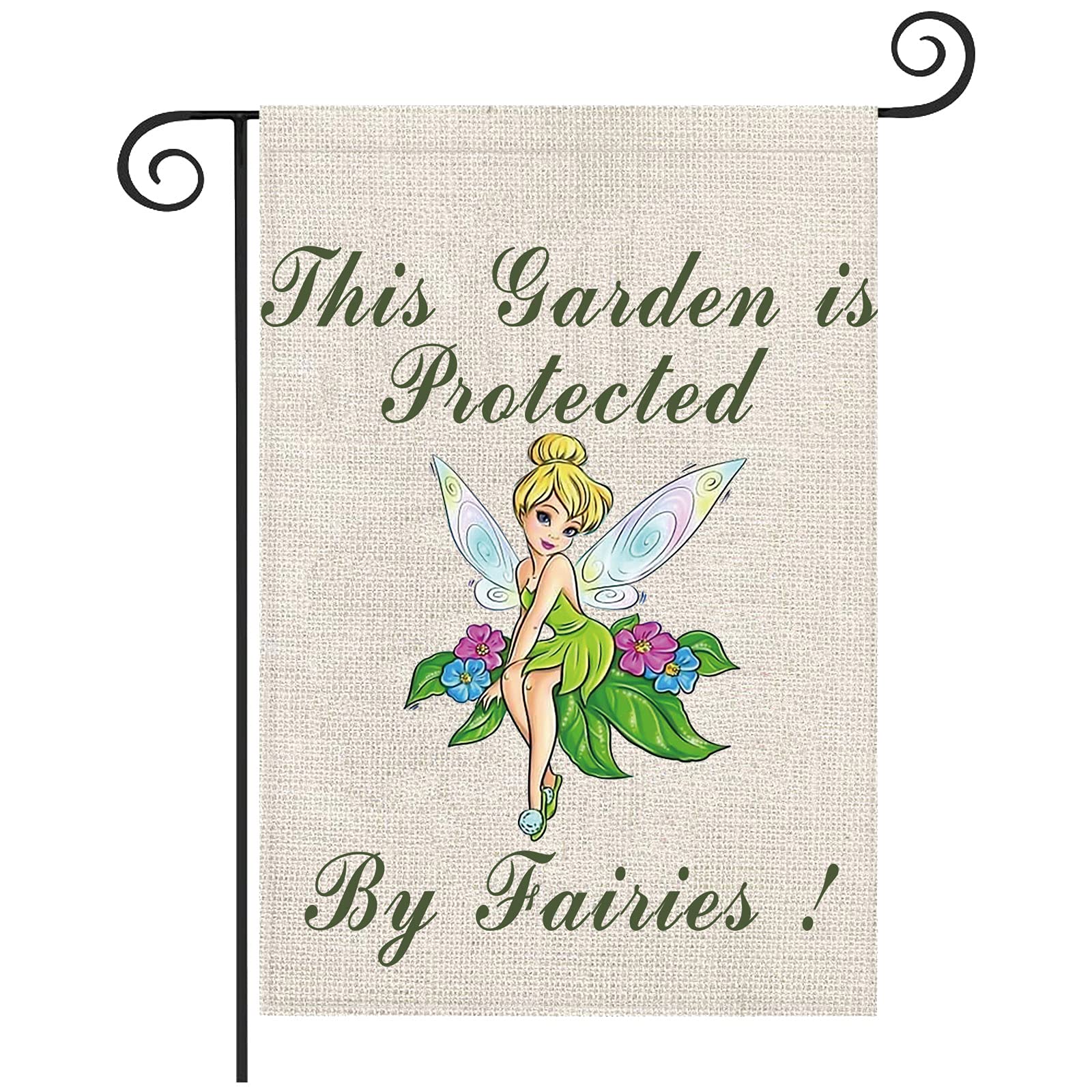 LEVLO Fairy Double Sided Garden Flag Fairy Outdoor Decor This Garden is Protected By Fairies Garden Banner Flag Fairy Outdoor Garden Flag (Garden is Protected)