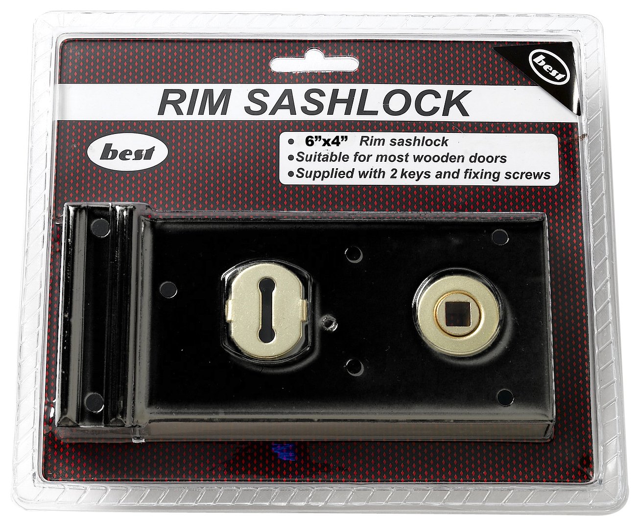 Merriway® BH00520 6 x 4-inch Surface Fixing Rimlock Sashlock - Black