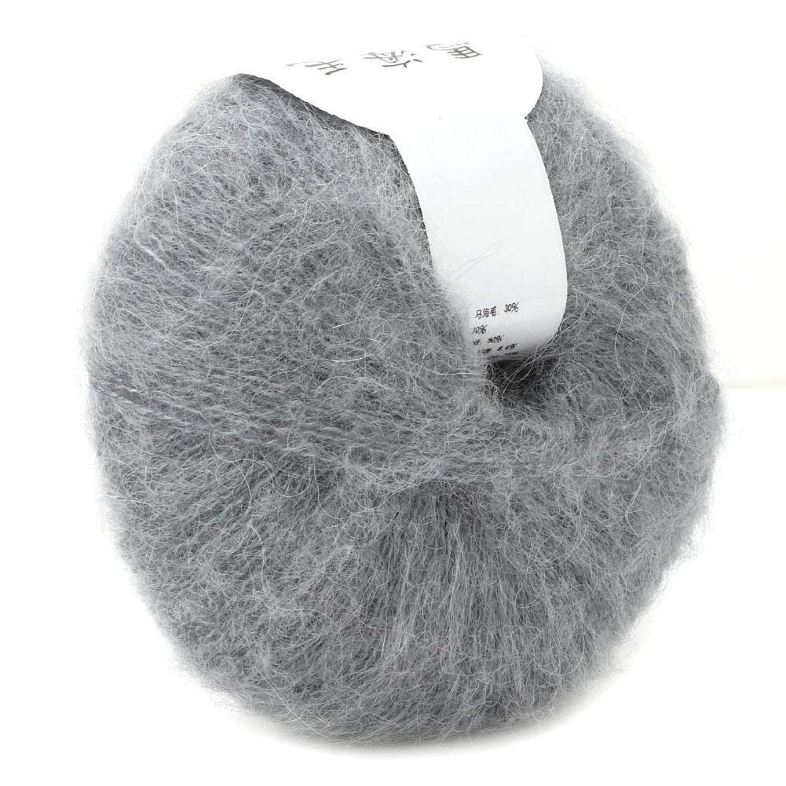 Tnfeeon Mohair Knit Soft Angora Long Wool Yarn Hot With a Crochet Popular for DIY Weave(light grey)
