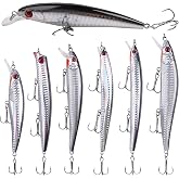 Saltwater Fishing Lures Kit, Surf Fishing Sriper Lures Saltwater Minnow Baits Deep Diving Jerkbait Popper Plugs Set for Striped Bass Offshore Ocean Tackle