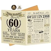 Ogeby Funny 60th Birthday Card for Women Men, Jumbo 60th Birthday Card for Mom Dad Grandma Granddad, Gifts for 60 Year Old Woman, Vintage Back in 1966, 60 Years Old Bday Decorations