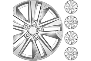 BDK 16 Inch Hubcaps Set of 4 – OEM Replacement Snap-On Wheel Rim Covers - Universal Fit Car Wheel Cover for Cars, Trucks, SUV, Vans Durable ABS Silver 10-Spoke Hub-Cap Car Accessories Exterior