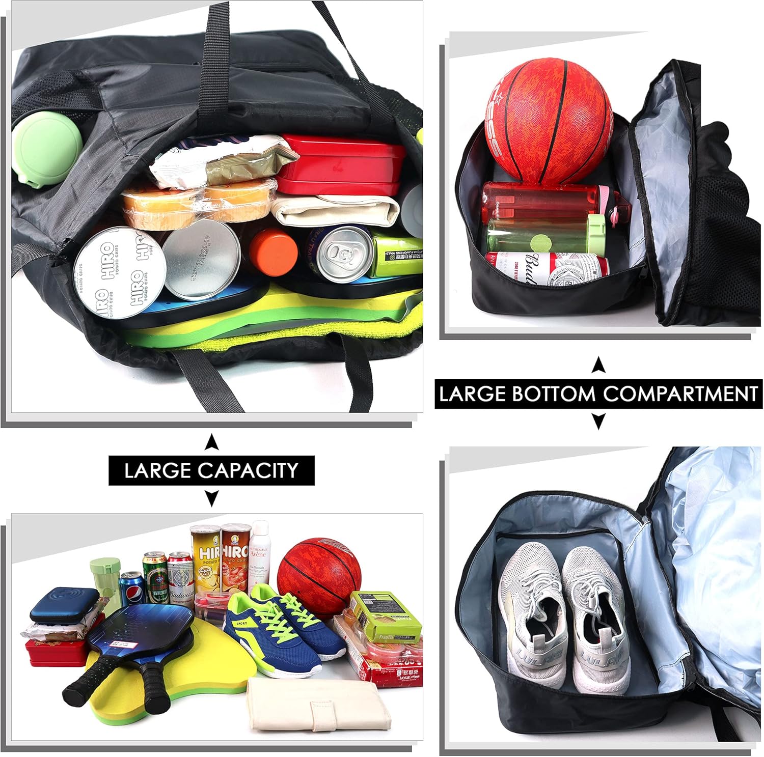 BeeGreen X-Large Dry Wet Basketball Drawstring Backpack with Ball Shoe Compartment, Youth Soccer Bag with 2 Mesh Water Bottle Pocket, Heavy Duty for Sport Workout Gym Swim Beach: Clothing
