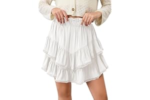 MSBESYOR Women Flowy Boho Ruffle Mini Skirts Tiered Shorts High Waisted Pleated Golf Tennis Crochet Skorts Concert Skirt