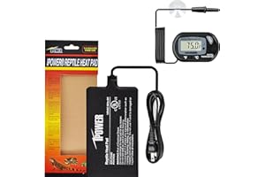 iPower Reptile Heat Pad 4X7 Inch 4W Heating Mat with Digital Thermometer for Turtle, Lizard, Frog, Snake, Reptile, and Other Small Animals