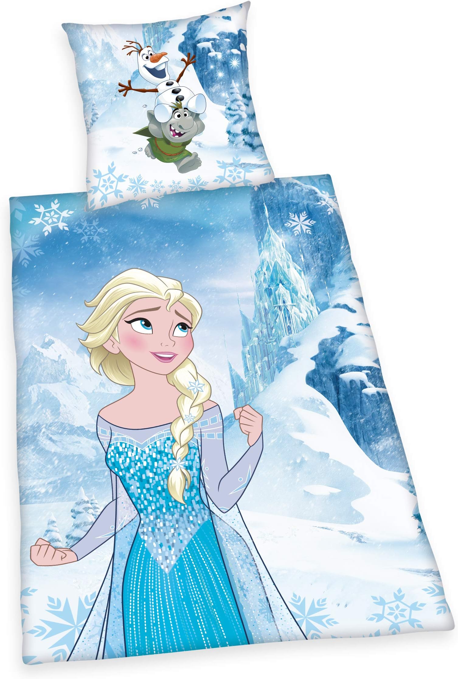 Herding DISNEY FROZEN Bedding set, Reversible Motif, Duvet Cover 135 x 200 cm, Pillow Case 80 x 80 cm, Cotton/Linen