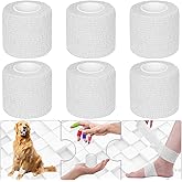Twavang 6 Pack 2 Inches Self Adhesive Bandage Wrap Breathable Cohesive Bandage Elastic Tape for Pets, Athletic, Sports, Wrist, Knee, Ankle(5 Yards Per Roll, White)