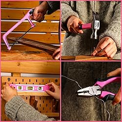 Pink Tool Kit Box Drill Set：DEKOPRO Home Mechanic